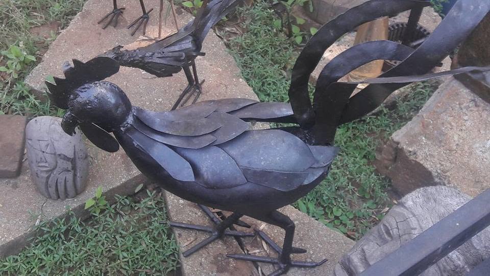 Welded Steel Rooster Sculpture