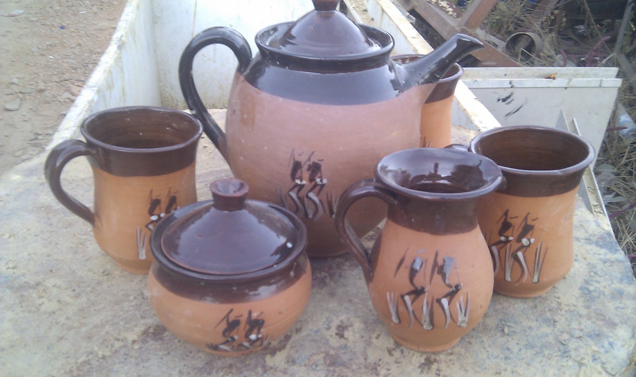 Handmade African Pottery Tea Set