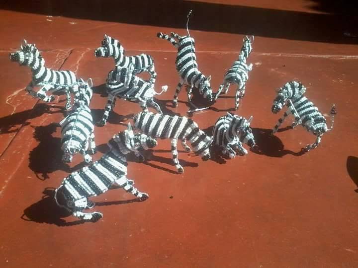 Beaded Wire Zebra Figurines